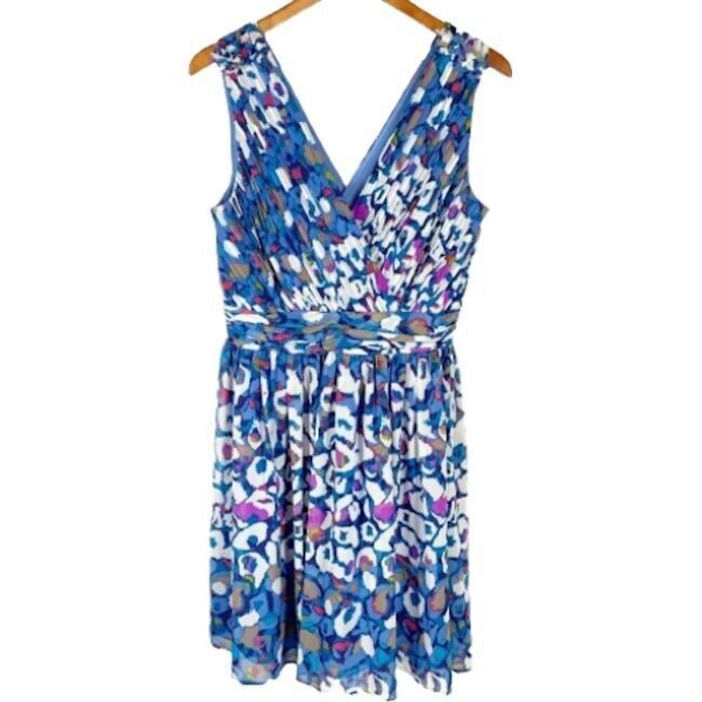 Matthew Williamson Summer Dress Size 10 Blue White Geometric Faux Wrap - Picture 4 of 9